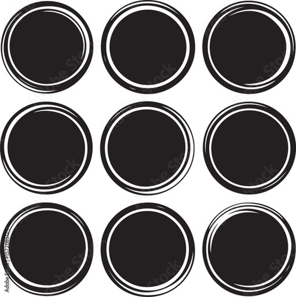 Fototapeta Abstract Hand Drawn Circles Vector Set in Doodle Style