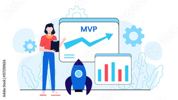 Fototapeta Startup Testing Minimum Viable Product (MVP), flat vector illustration