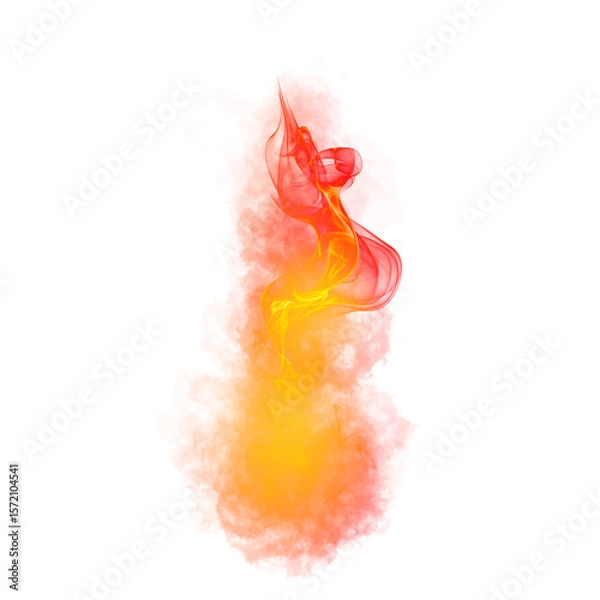 Fototapeta Bright orange and red flame and smoke effect on transparent background
