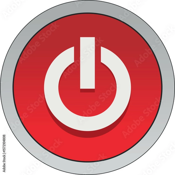 Fototapeta Power On/Off Icon - Flat Toggle Switch Vector for UI, Devices & Manuals (Editable EPS/PNG)
