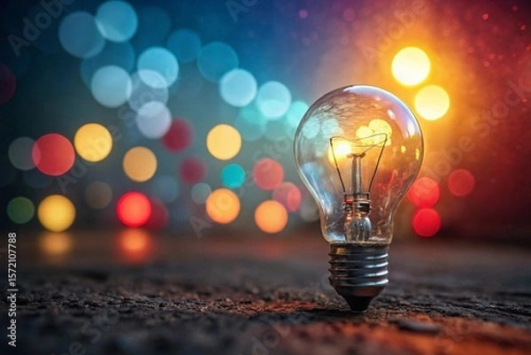 Fototapeta Conceptual business image of a glowing light bulb symbolizing smart ideas, innovation, strategic marketing, and creative thinking. Ideal for startups, branding, leadership, and digital success