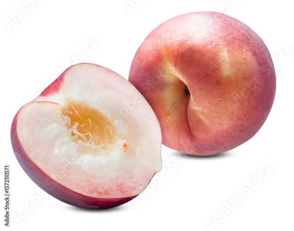 Obraz Hakuho pink Peach on white background, Peach premium fruit isolate on white with clipping path.