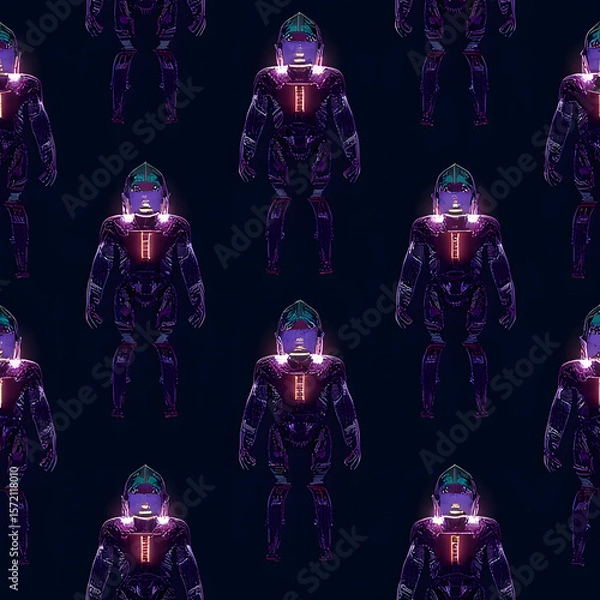 Fototapeta Seamless Pattern, Robot Army