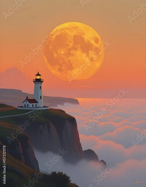Obraz lighthouse at sunset