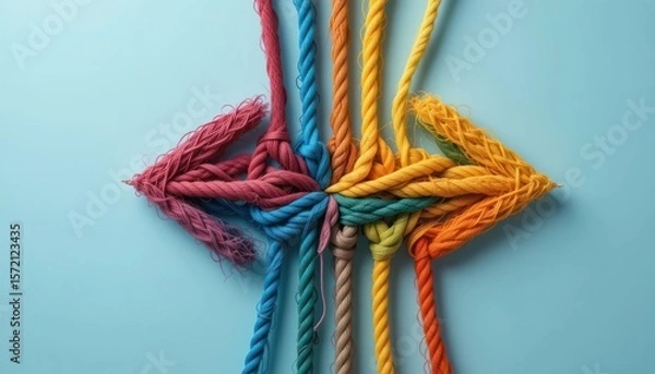 Fototapeta Rainbow Ropes: Unity and Teamwork Concept