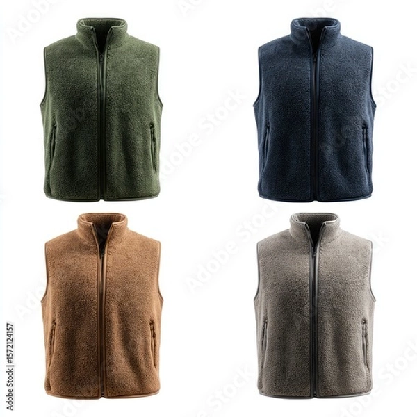 Fototapeta Four fleece vests in various colors