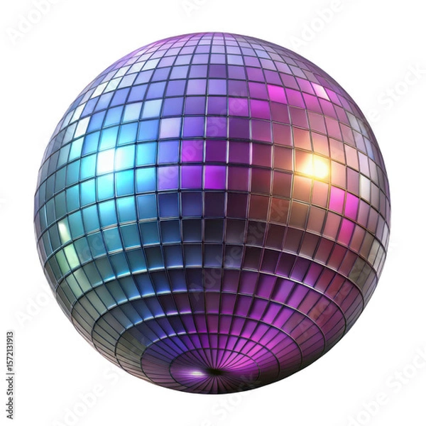 Fototapeta 3d realistic disco ball render isolated on transparent background