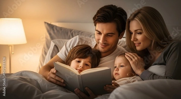 Obraz Family reading bedtime story together