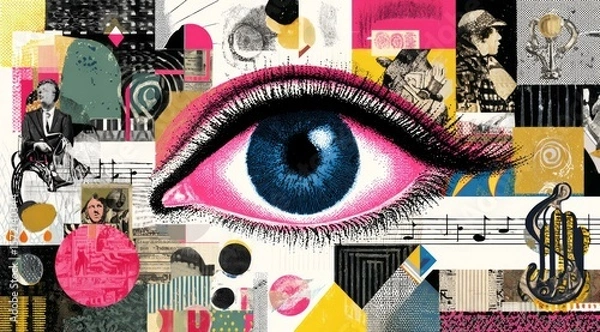 Obraz Abstract Collage Eye Artwork with Vibrant Colors Surreal Artistic Design