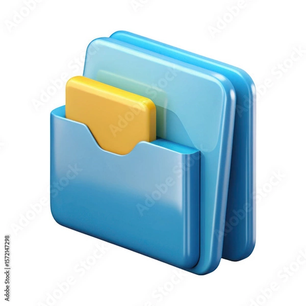 Fototapeta 3d render of blue and yellow file folder icon isolated on transparent background