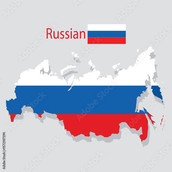 Fototapeta Russian multicolored map with regions location vector file