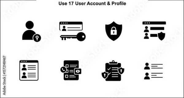 Fototapeta User account and profile security vector icons for web design and mobile app development interface