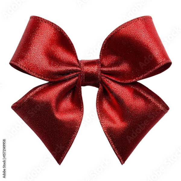 Obraz Red Satin Bow with Glossy Finish on Transparent Background