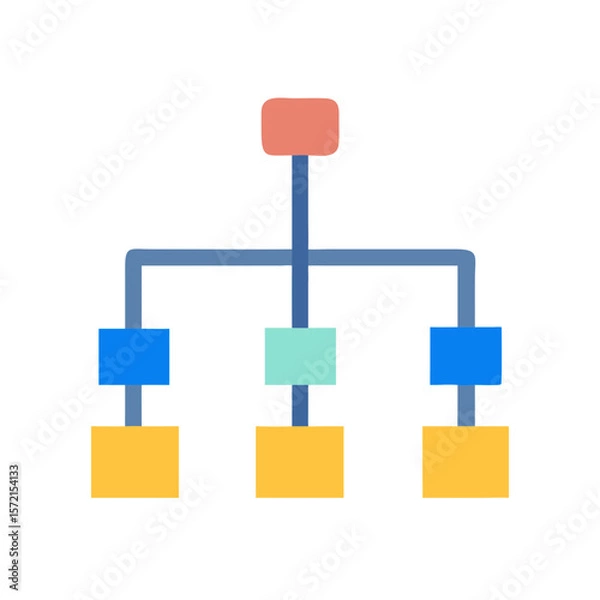 Fototapeta Colorful flat illustration of hierarchical organization chart on White Background
