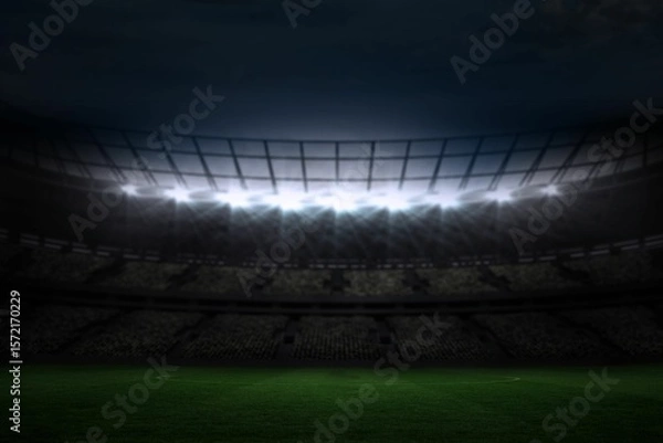 Fototapeta Large football stadium under night sky