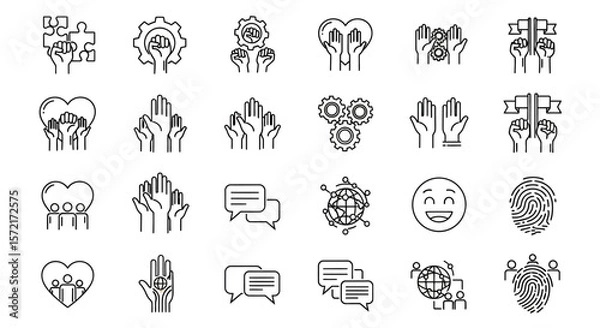 Obraz Teamwork, Community, and Social Concepts Line Icon Set