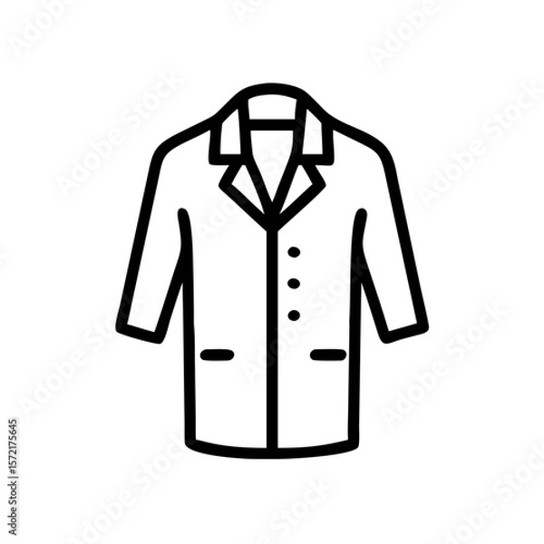 Fototapeta Doctor's coat outline in minimalist style on white background  