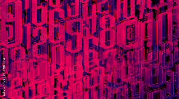 Fototapeta abstract gradient pink and violet and black numbers can be continuous on the white lines in black background, decor, fashion, banner, template, picture, background, copy space