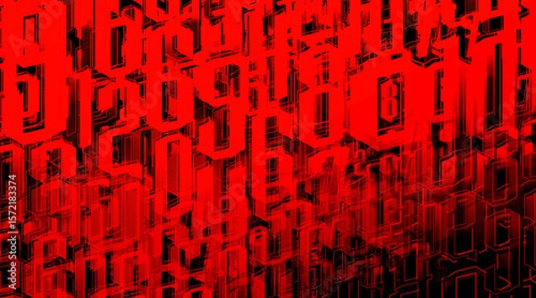 Fototapeta abstract red and black numbers can be continuous on the white lines in black background, decor, fashion, banner, template, picture, background, copy space