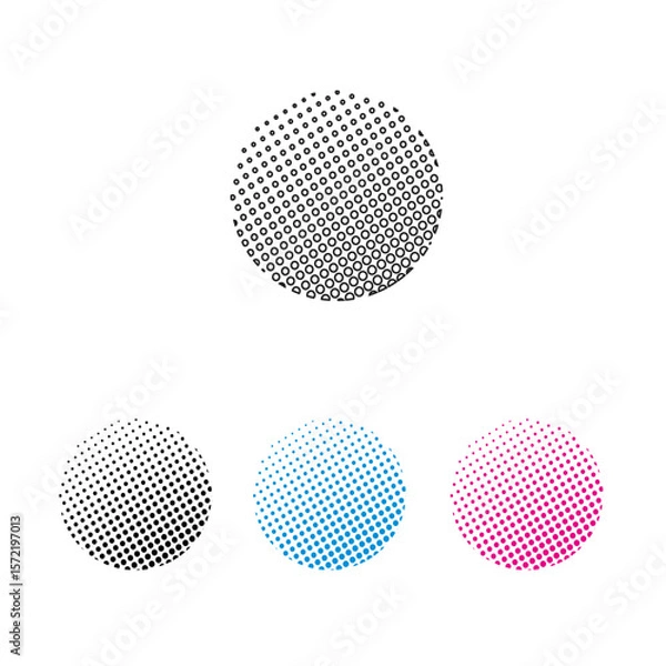 Obraz round shape vector icons, line and colored icons