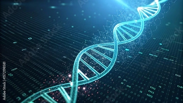 Fototapeta Digital DNA Strand Abstract Background Genetic Code Science Technology