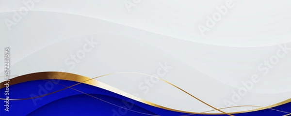 Obraz Blue Abstract Wave Background with Curved Lines and Modern Design