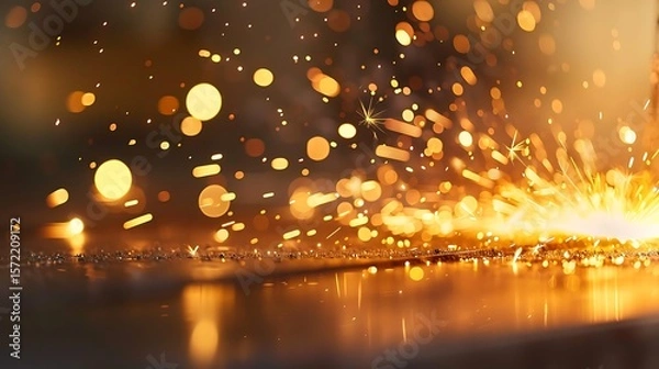 Fototapeta Welding Sparks, Fiery Abstract Bokeh Background