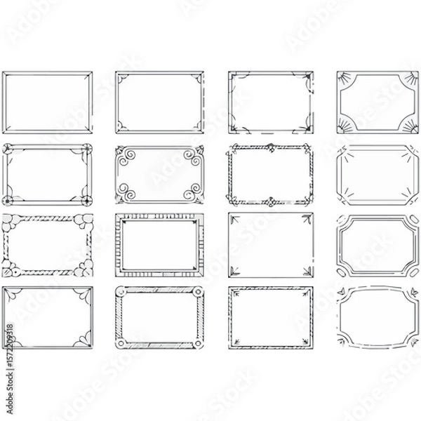 Fototapeta Collection of decorative frames and borders for photos and designs with various styles and shapes