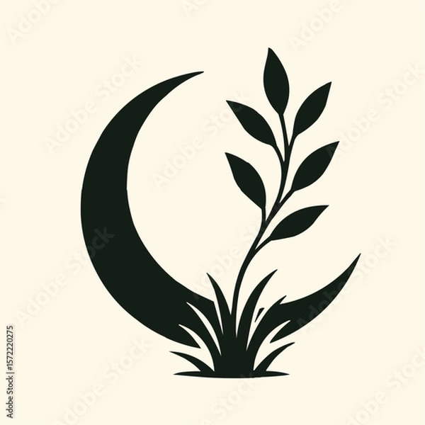Fototapeta Laurel wreath vector illustration featuring a green, floral design with natural leaf and branch elements, perfect for an eco-friendly logo or decoration