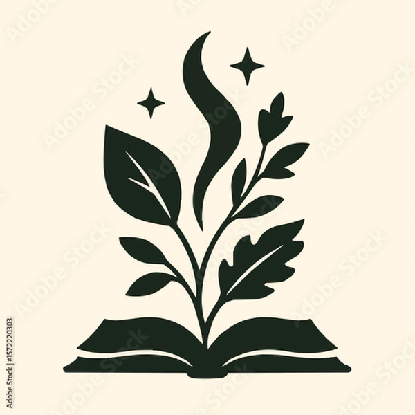 Fototapeta Elegant vintage open book adorned with a beautiful floral and leaf pattern, symbolizing nature's artful embrace