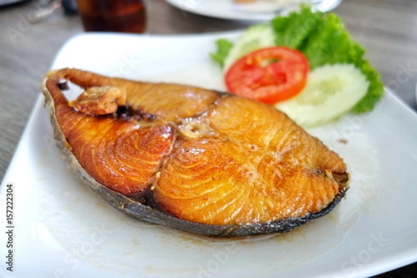 Fototapeta Fried king mackerel fish.