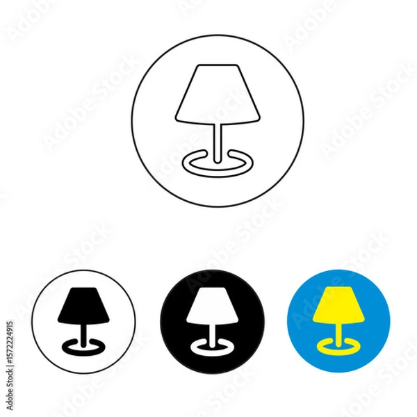 Obraz light icons with round buttons, line and colored icons