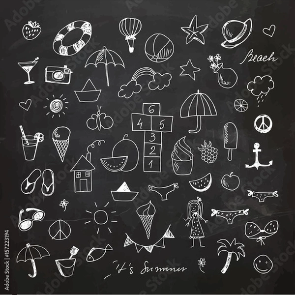 Fototapeta Summertime doodle set