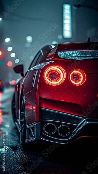 Fototapeta red car tail light