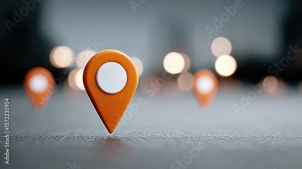 Obraz Exploring urban navigation location markers in city streets digital imagery blurred background aesthetic perspective modern travel concept