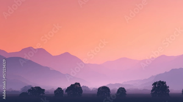 Obraz Breathtaking sunset over mountain range nature landscape serene environment tranquil viewpoint captivating colors and atmosphere