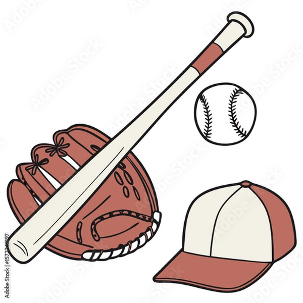 Fototapeta baseball, glove, bat, uniform, sports equipment, athletics, field, game, recreation, competition
