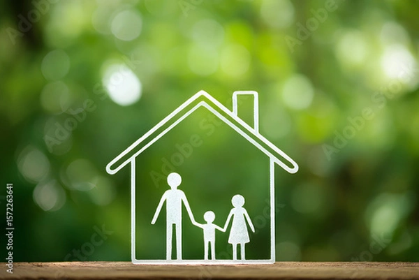 Obraz 家族と安心の暮らしを象徴するシンプルな家のアイコン