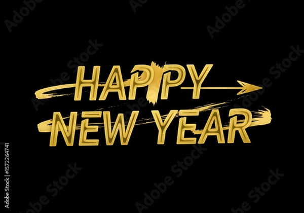 Fototapeta new year greeting with golden typography and decorative arrow elements
