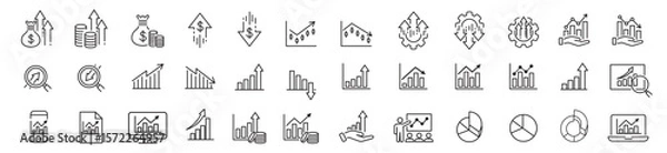 Fototapeta Increase decrease icon set. Editable line icon collection.
Vector illustration. 