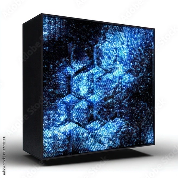 Obraz LED wall panel in 3D with sapphire blue nebula effects and black undertones for a galactic design.