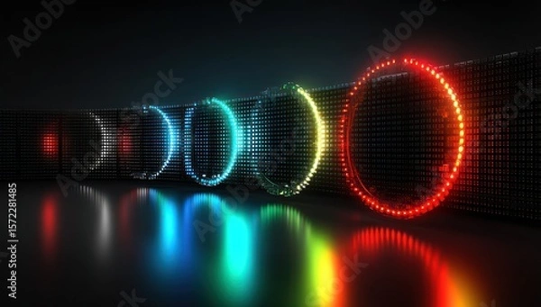 Obraz 3D LED panel icon showcasing a continuous rainbow of LED lights flowing through the panel.