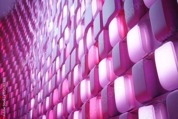 Obraz 3D LED Wall Panel with a pink and white gradient, glowing softly from within with smooth edges.
