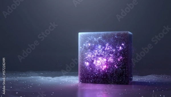 Obraz LED panel featuring a nebula-like glow with scattered shimmering stars, creating a dreamy atmosphere.