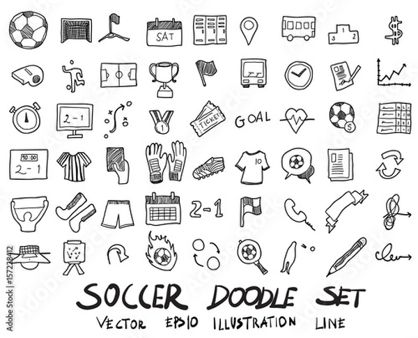 Fototapeta soccer doodle sketch vector ink eps10
