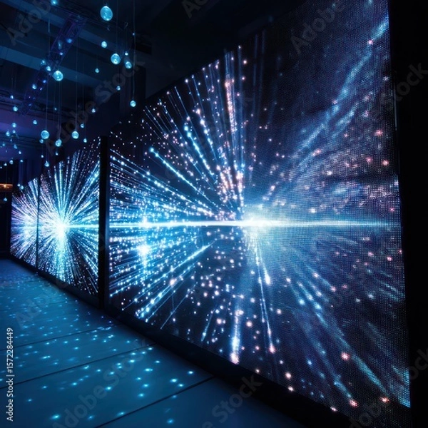 Obraz 3D LED panel with a fading star grain effect, mimicking a slow celestial glow.