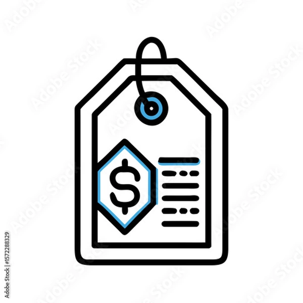 Obraz Price tag icon with dollar sign and text lines