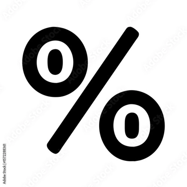 Obraz Thick black percentage icon in minimal vector style