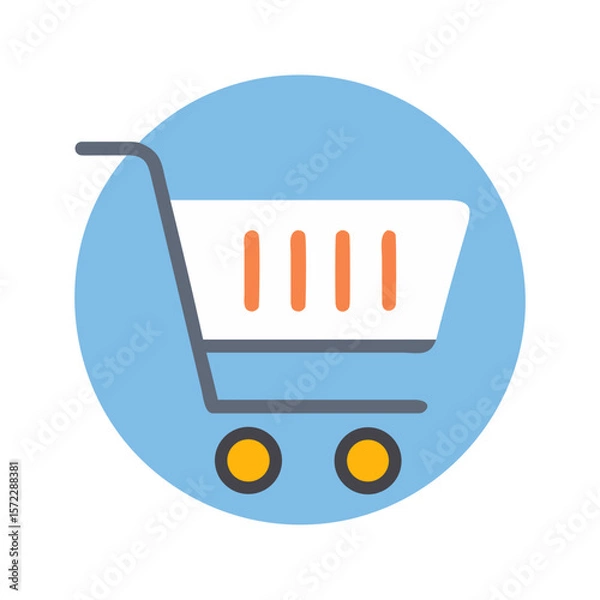 Obraz Shopping cart icon in blue circle flat design