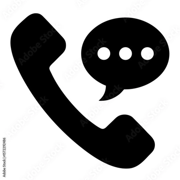 Fototapeta Phone receiver with message bubble silhouette vector illustration